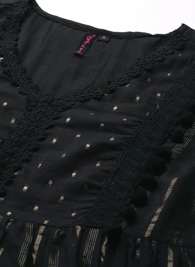 ISHIN Ishin Women Black Embellished Mini Dress