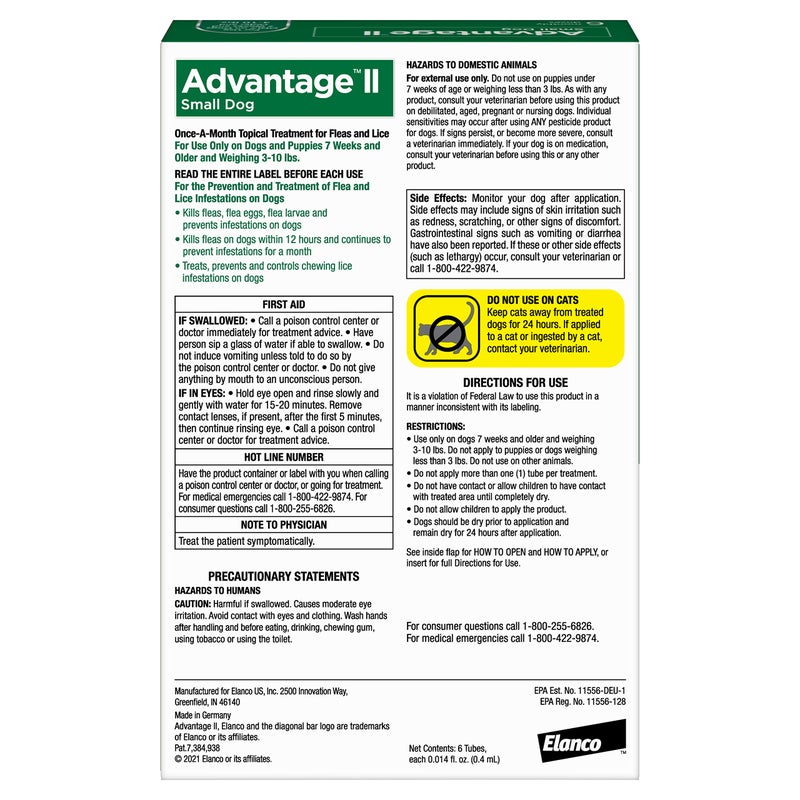 Advantage II Small Dog Vet-Recommended Flea Treatment & Prevention | Dogs 3-10 lbs. | 6-Month Supply - Image 2