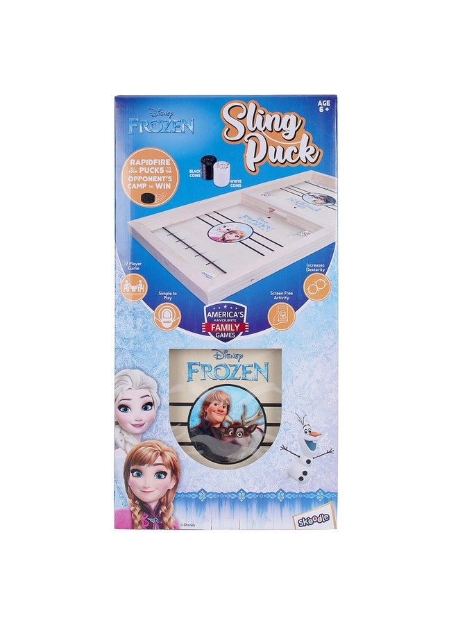 Skoodle Sling Puck Game Board String Hockey Toy (Frozen) Portable Table Interactive Board Game for Kids & Adults, Desktop Board Game for All Age Group - Image 4