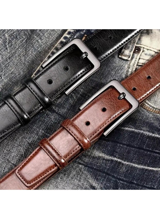 We Happy Set of 2 Premium Retro Leather Belt for Men Stylish Business Formal Buckle for Jeans and Everyday Wear - Image 2