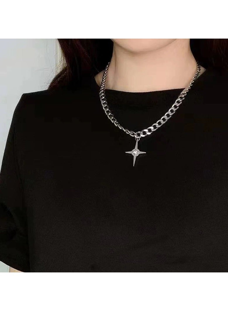 Goolsky قلادة معدن حادة مع تعليقة – سلسلة عظم الترقوة عصرية لنساء جريئات، تصميم فريد من نوعه للملابس الشارعية، فولاذ تيتانيوم، غير متلاشي - Image 1