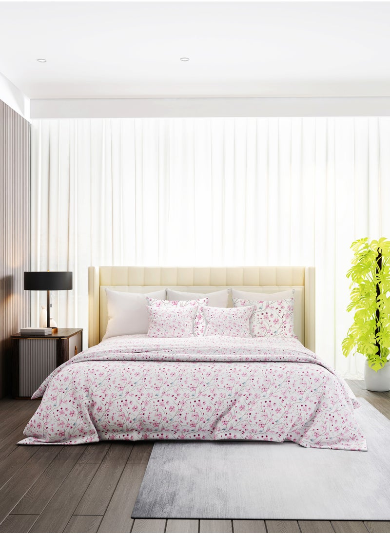Raymond - Raymond Home King Flat Sheet Bedsheet 140 Thread Count Luxirious Mercerised 100% Long Staple Cotton Bedding Printed Percale Weave Finish Bed Linen with 2 Pillow Case -Spring (274 * 274 CM) - Image 1