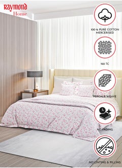 Raymond Raymond Home King Flat Sheet Bedsheet 140 Thread Count Luxirious Mercerised 100% Long Staple Cotton Bedding Printed Percale Weave Finish Bed Linen with 2 Pillow Case -Spring (274 * 274 CM)  - Image 4
