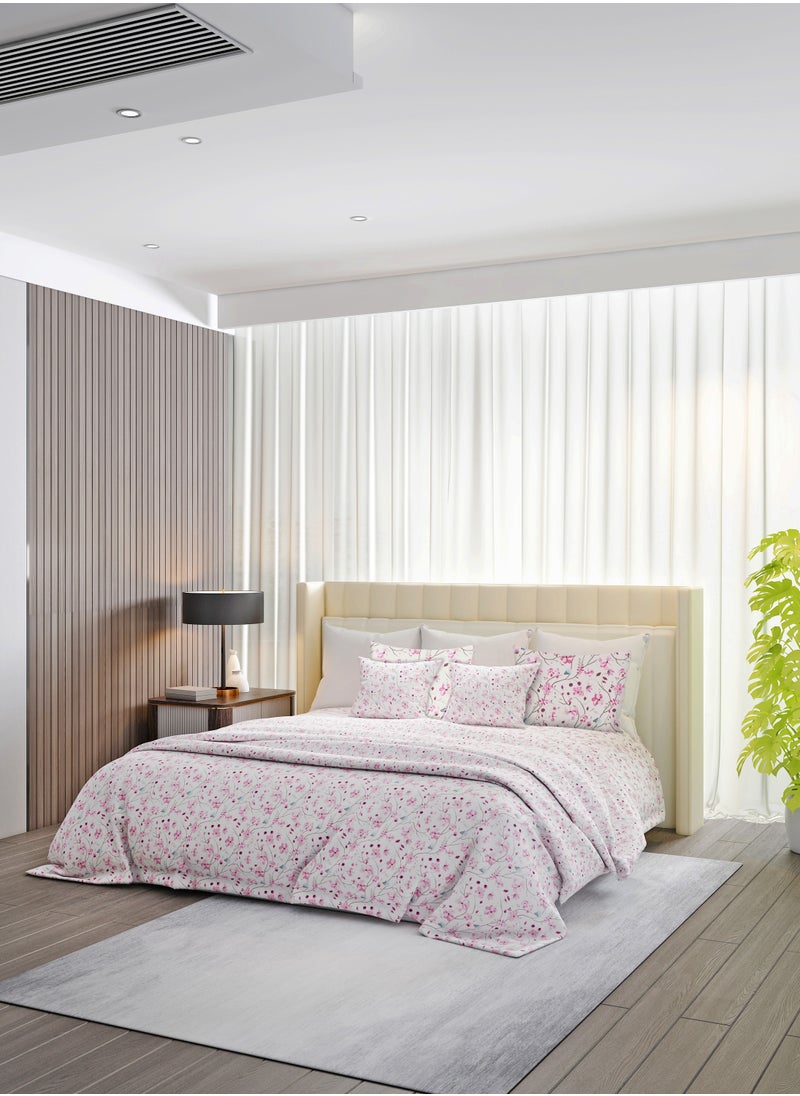 Raymond - Raymond Home King Flat Sheet Bedsheet 140 Thread Count Luxirious Mercerised 100% Long Staple Cotton Bedding Printed Percale Weave Finish Bed Linen with 2 Pillow Case -Spring (274 * 274 CM) - Image 1