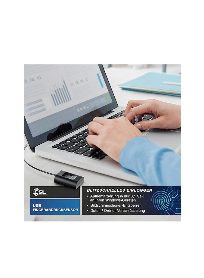 CSL-Computer CSL - USB Fingerprint Sensor - Fingerprint Key - Up to 10 IDs - Windows 8 - 11 - Supports up to 10 IDs - Plug & Play - All-round Detection - Image 3