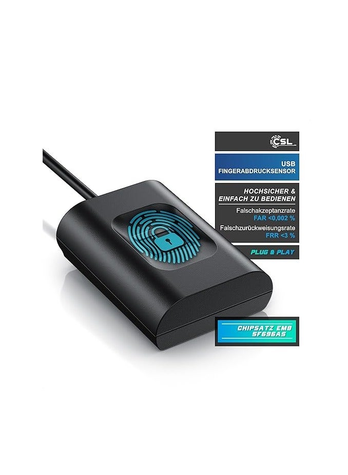 CSL-Computer CSL - USB Fingerprint Sensor - Fingerprint Key - Up to 10 IDs - Windows 8 - 11 - Supports up to 10 IDs - Plug & Play - All-round Detection - Image 4
