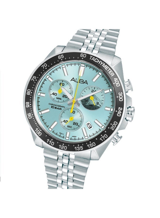 Alba Signa Chronograph Men’s Watch AX7031X1, 43 mm Light Blue Dial, Stainless Steel Case & Bracelet, 100 m WR - Image 4