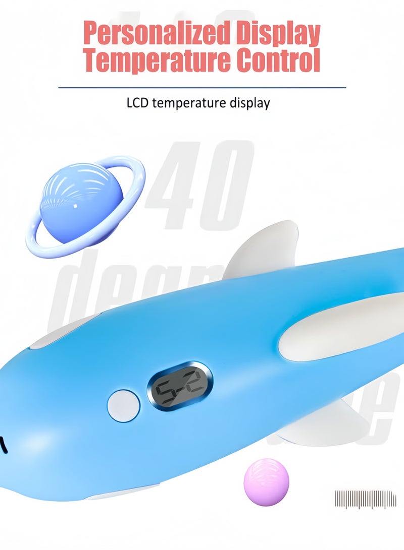 3D Pen for Kids 3D Printing Pen Printing Paper Painting Graffiti Template with Display Adjustable Temperature and Speed DIY Gift Present for Graffiti, Drawing, Model Making (Blue)  - Image 5