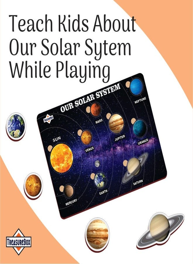 TreasureBox Wooden Puzzle Educational Board Learning Toy Tray for Kids, Size 22x30 cm (Solar System) - Image 3