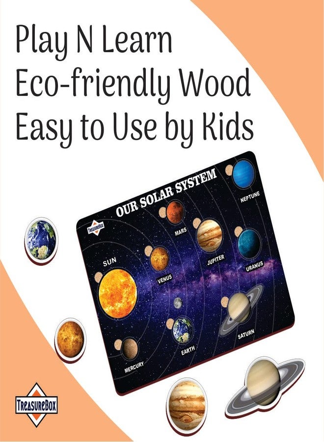 TreasureBox Wooden Puzzle Educational Board Learning Toy Tray for Kids, Size 22x30 cm (Solar System) - Image 4