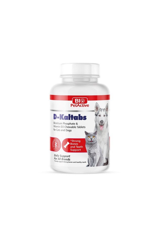Bio Pet Active مكمل غذائي D-Kaltabs Phosphorus وCalcium وVitamin D3 للكلاب والقطط، فيتامينات ما قبل الولادة للحيوانات الأليفة، أقراص يومية للحيوانات الأليفة، أظافر قوية، دعم للأسنان، 84 قرصًا قابلًا للمضغ - Image 1