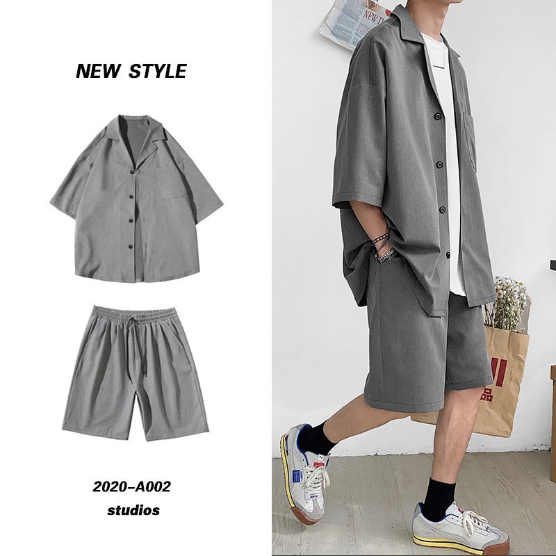 طقم كامل رجالي Dk Uniform صيفي فضفاض على طراز الكلية بليزر أنيق بدلة Jk بثلاثة أرباع الأكمام بدلة صغيرة للشاب - Image 1