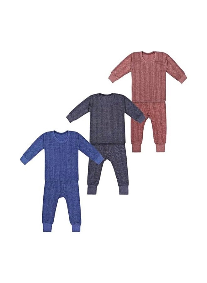 BONUM New Winter Wear Thermal Innerwear Top & Full Pant Woolen Warmer Combo Set for Girls Boys, Kids Unisex Body Warmer Thermal (Set of 3) - Image 1
