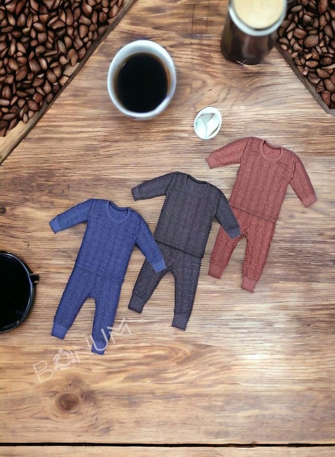 BONUM New Winter Wear Thermal Innerwear Top & Full Pant Woolen Warmer Combo Set for Girls Boys, Kids Unisex Body Warmer Thermal (Set of 3) - Image 5