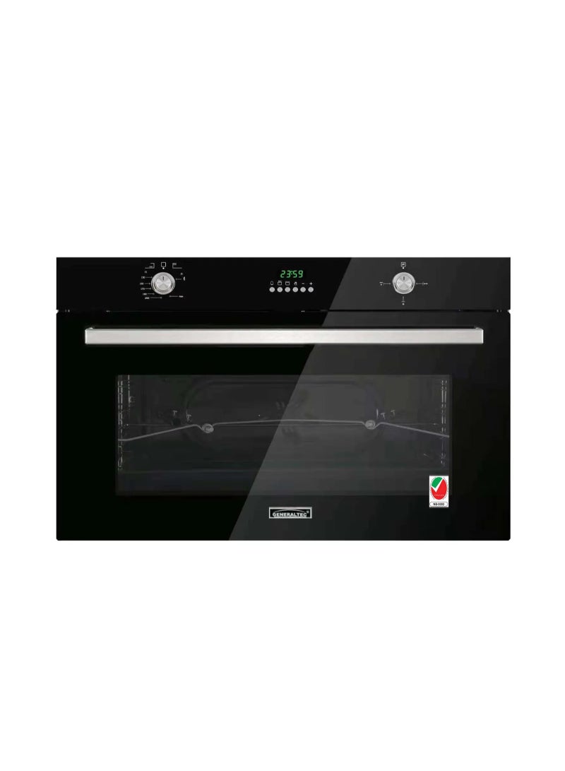 Generaltec GBO90TF20 90cm Built-In Gas & Electric Combo Oven – Black Glass, Convection, Rotisserie, LED Display, Double Heatproof Glass Door, 1-Year Warranty - Image 1