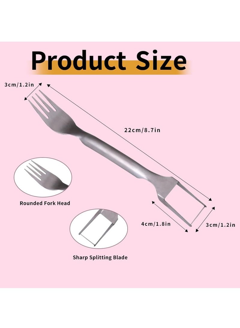general Watermelon Fork Slicer Cutter, Stainless Steel 2-in-1 Watermelon Fork Slicer, Portable Watermelon Fork Watermelon Cutter Slicer Tool Fruit Forks Slicer for Home Party Camping Kitchen Gadget - Image 2