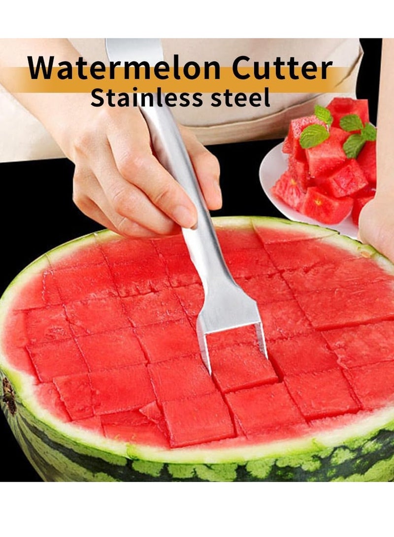 general Watermelon Fork Slicer Cutter, Stainless Steel 2-in-1 Watermelon Fork Slicer, Portable Watermelon Fork Watermelon Cutter Slicer Tool Fruit Forks Slicer for Home Party Camping Kitchen Gadget - Image 3