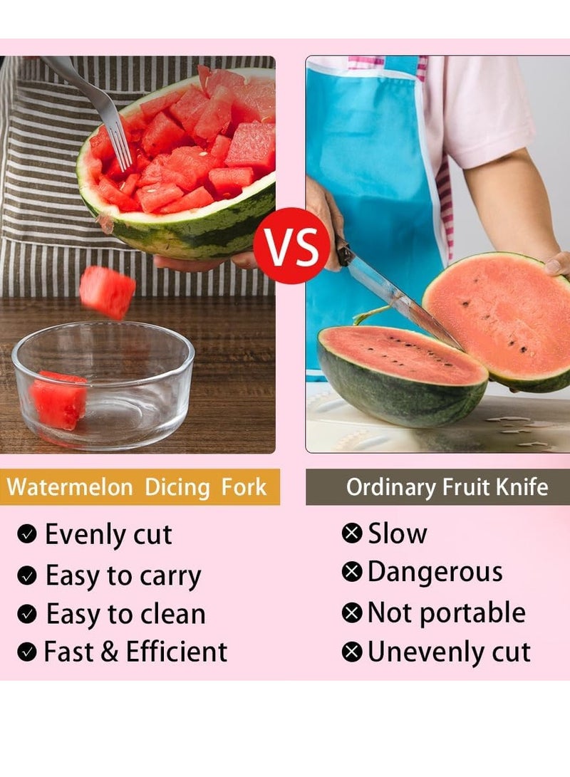 general Watermelon Fork Slicer Cutter, Stainless Steel 2-in-1 Watermelon Fork Slicer, Portable Watermelon Fork Watermelon Cutter Slicer Tool Fruit Forks Slicer for Home Party Camping Kitchen Gadget - Image 4