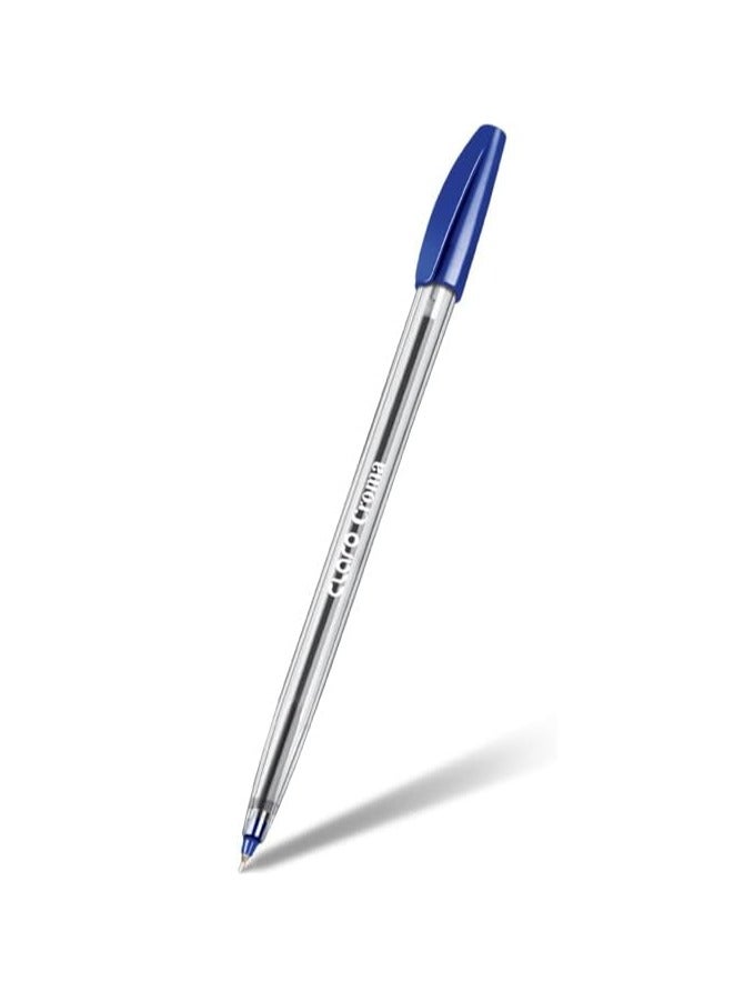 Claro CROMA Premium Stick Ball Point Pen - 0.6 mm Fine Needle Tip, Quick Dry Ink, Non-Toxic Material (Pack of 50, Blue)  - Image 2