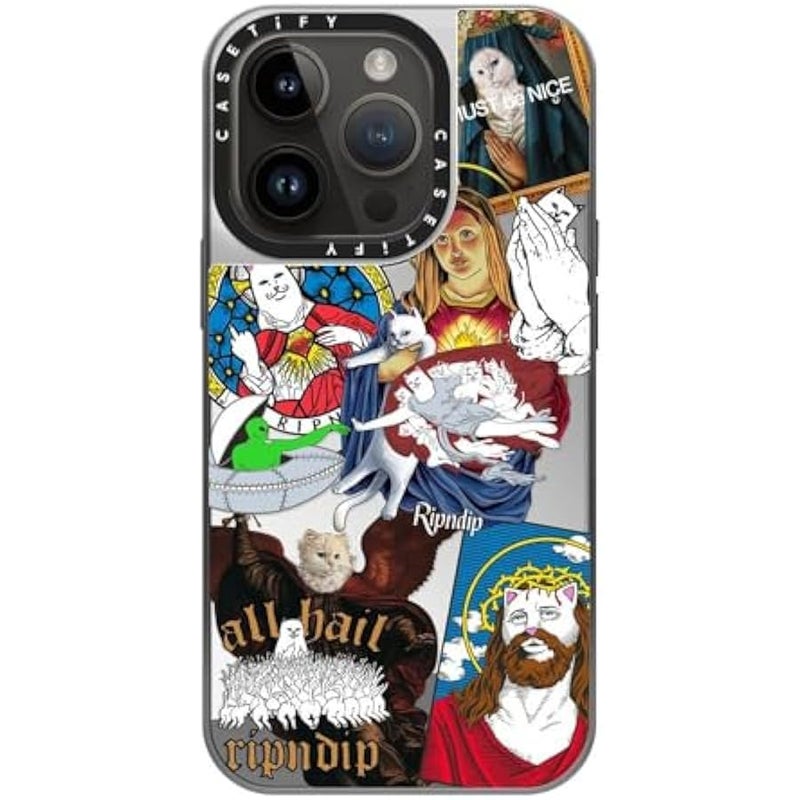 Casetify Mirror Case for iPhone 14 Pro 【RipNDip Colab/Reflective / 4.9ft Drop Protection/Compatible with Magsafe】 - RipNDip Sticker Mania - Silver on Silver - Image 3