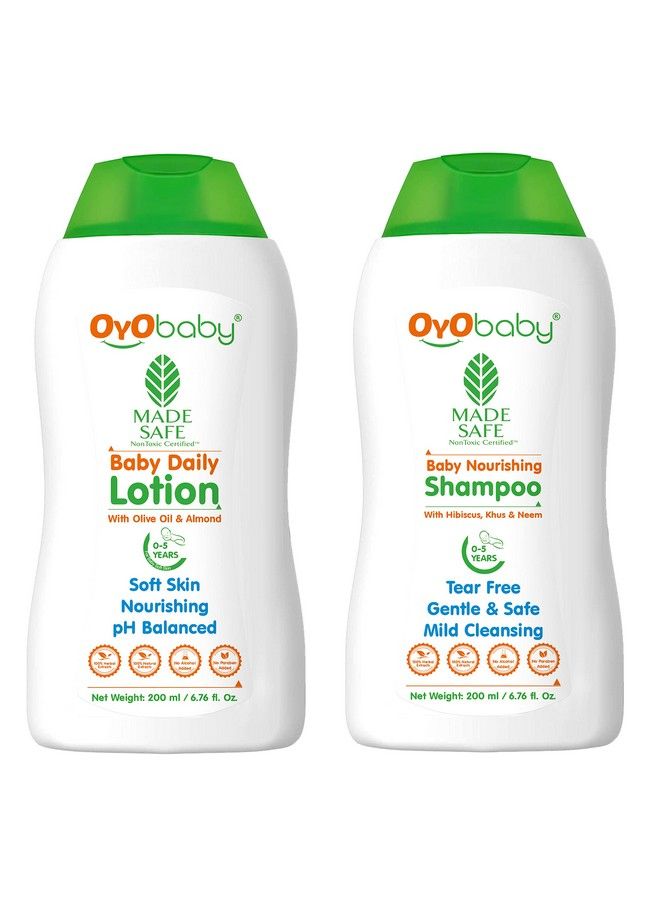 OYO BABY New Born Combo Daily Moisturizing Natural Baby Lotion 200Ml And Baby No Tears Baby Shampoo For Newborn Babies 200Ml Each - Image 1