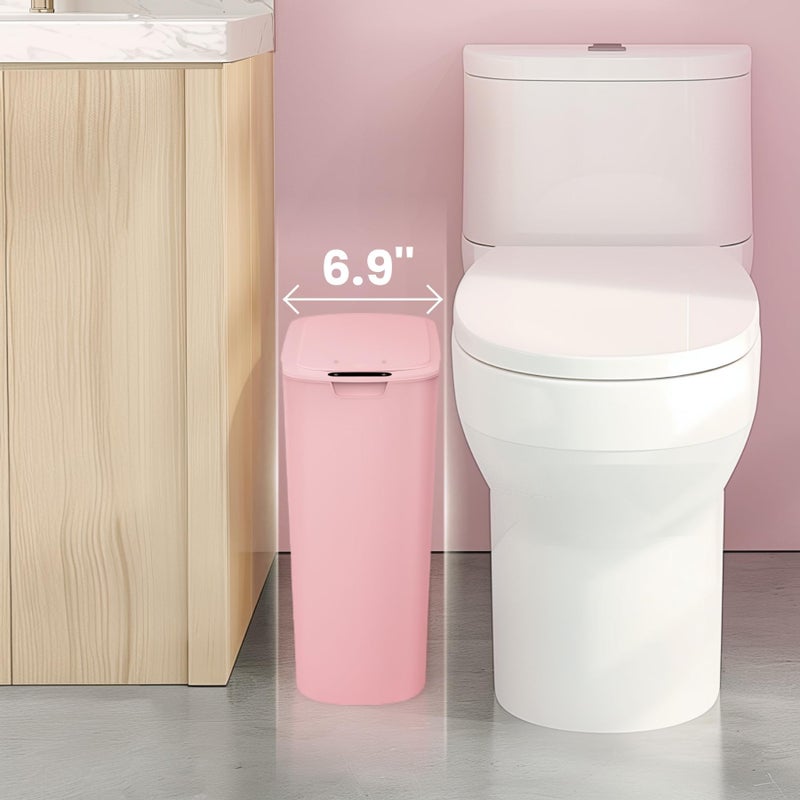 Cesun Motion Sensor Trash Can, 5 Gallon Automatic Bathroom Garbage Can with Lid, Touchless Smart Plastic Slim Wastebasket for Bathroom, Office, rv, Bedroom, Living Room, Pink - Image 4
