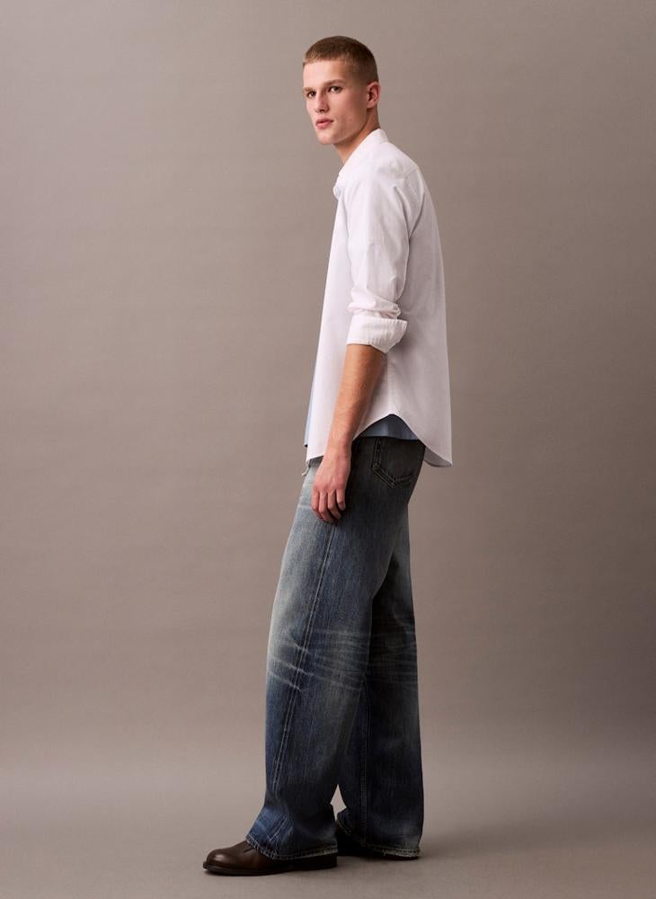 كالفن كلاين جينز قميص أكسفورد كلاسيك بأزرار سادة - Image 5