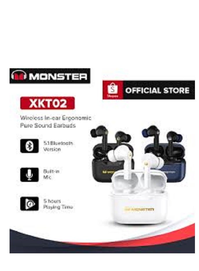 Monster XKT02 Wireless Bluetooth Earbuds Gaming Headphones Deep Bass Low Latency Game Headset with Built-in Microphone For Gaming Noise Canceling Headsets Black - Image 3