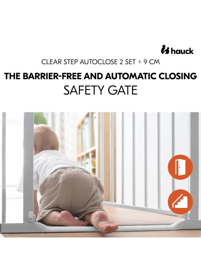 hauck Clear Step Autoclose 2, White - Safety Gate Stair Door 84-89 cm, Child Safe Barrier with Flat Entry, Door Gate with Auto Close, 1 Hand Opening, No Drilling, Only for Indoor Use - Image 2