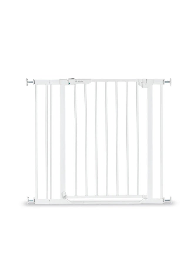 hauck Clear Step Autoclose 2, White - Safety Gate Stair Door 84-89 cm, Child Safe Barrier with Flat Entry, Door Gate with Auto Close, 1 Hand Opening, No Drilling, Only for Indoor Use - Image 1