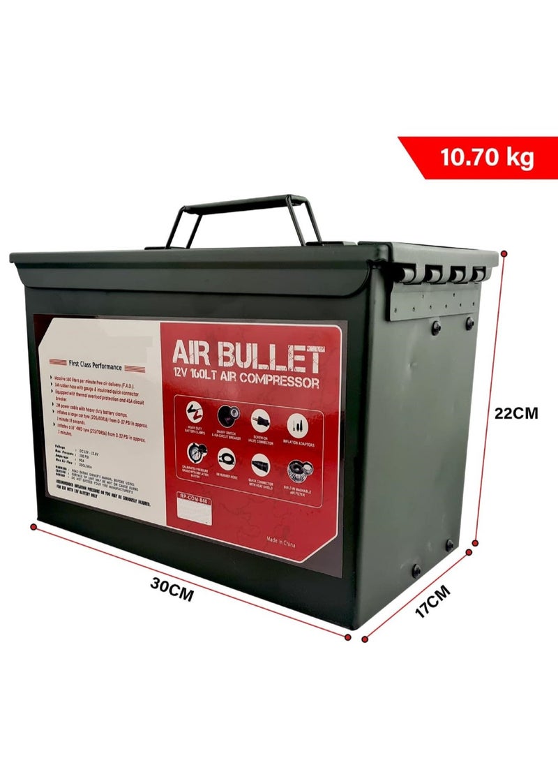Generic Car Bullet Air Compressor Ultra Extreme 4×4 Tire Super Air Flow Portable 160 Liter Minutes 150 PSI 12V Tire Inflator For Car Truck Bicycle & Other Inflatables  - Image 3