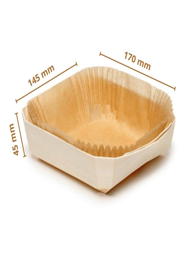 Esslly Viola Direct Baking Wooden Molds (Pack of 8 Elegant Wooden Trays and 24 Premium Greaseproof Paper Liners) - Ideal for Mini Cakes, Pastries, Crumbles - Image 2