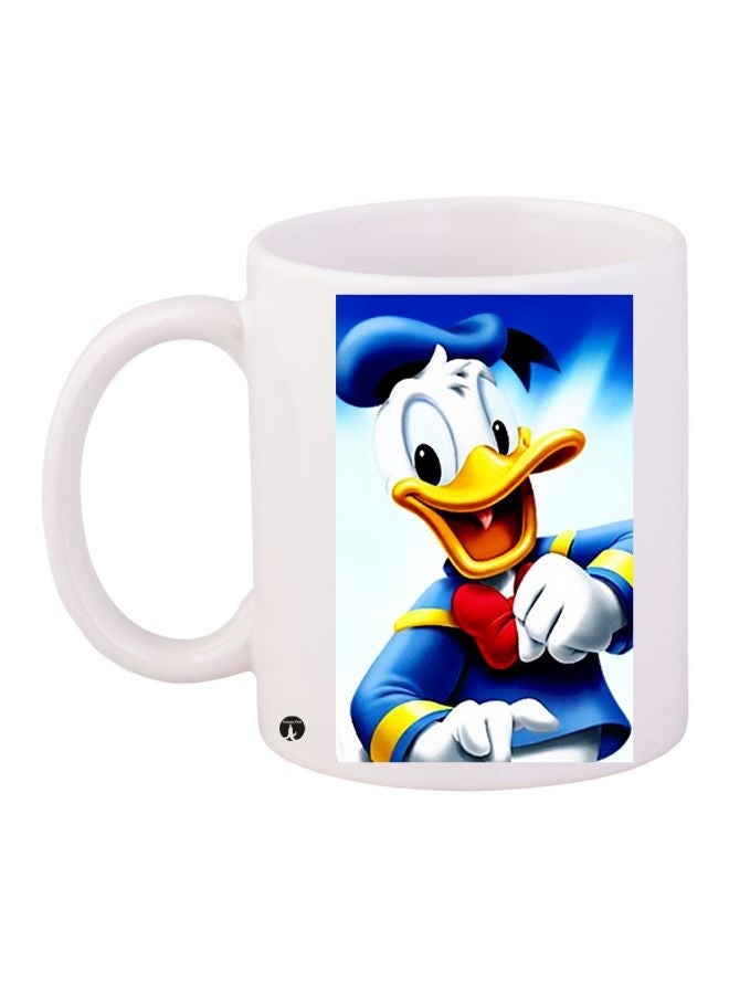 RYN Donald Duck Printed Coffee Mug White/Blue/Red 11ounce