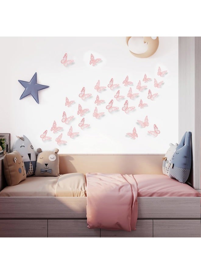 SAOROPEB 3D Butterfly Wall Decor, 72Pcs 3 Sizes 3 Styles, Removable Stickers Wall Decor Room Mural for Party Cake Decoration Metallic Fridge Sticker Kids Bedroom Nursery Classroom Wedding Decor DIY - Image 2
