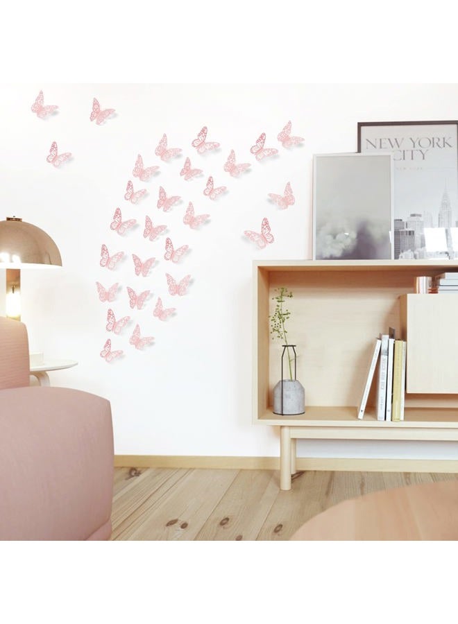 SAOROPEB 3D Butterfly Wall Decor, 72Pcs 3 Sizes 3 Styles, Removable Stickers Wall Decor Room Mural for Party Cake Decoration Metallic Fridge Sticker Kids Bedroom Nursery Classroom Wedding Decor DIY - Image 5