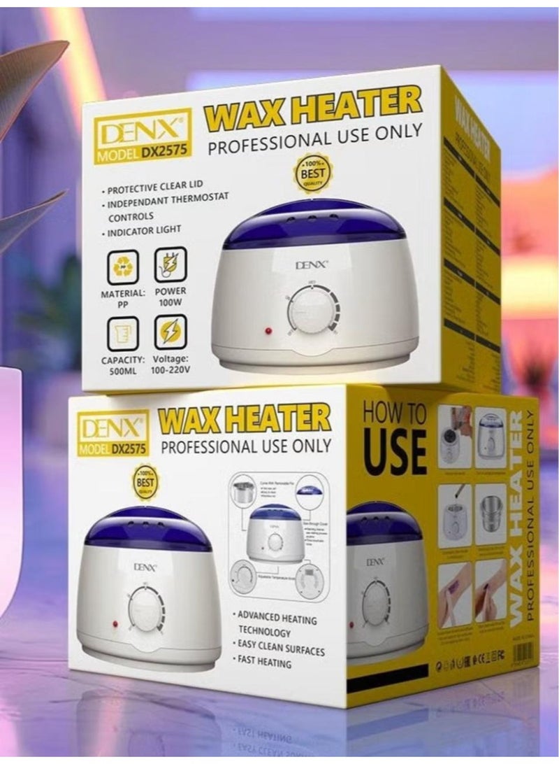 دينكس جهاز إزالة الشعر بالشمع بسعة 500 مل, جهاز تسخين الشمع بنفسجي/أبيض ,سخان الشمع لإزالة الشعر من دنكس 100 واط 500 مل DX2575 - Image 5