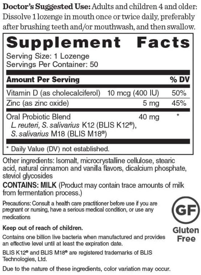 Healthy Directions - Healthy Directions Dr. Williams, Probiotic Advantage, Oral Sinus, Natural Cinnamon Flavor, 50 Lozenges - Image 1
