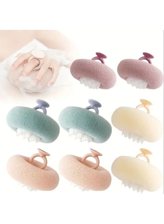 Upgraded 2 In 1 Purple Sunflower Bath Ball Exfoliating Mesh Sponge With Suction Cup - Image 1
