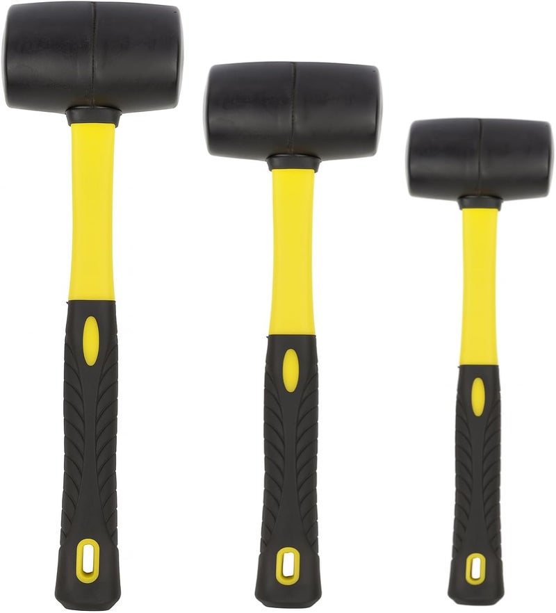 Benchmark - Rubber Mallet Set - 3 Sizes (8 oz, 16 oz, 32 oz) - Durable Low Recoil Rubber Heads with Sure Grip Fiberglass Handles - Image 1