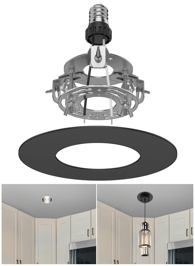 YIIZON R5 and 6 Recessed Can Light Conversion Kit, Fixture Upgrade, Pendant & Hanging Light, Ceiling Fan Compatible, 7¾ Inch Flat Steel Ceiling Medallion, Black Finish - Image 1