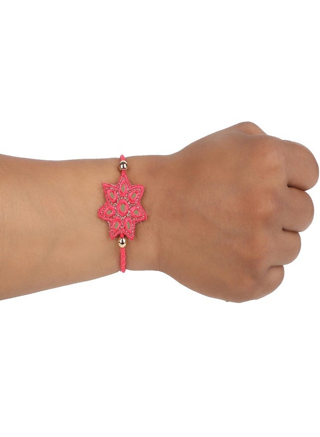 MASQ Cute Kids DesignerRakhi for Brother | Cartoon Design Soft Fabric Rakhi Band | Adjustable Thread Bracelet for Baby Boys & Toddlers | Raksha Bandhan Gift with Roli & Chawal (Rakhi_Taare-pink_01) - Image 2