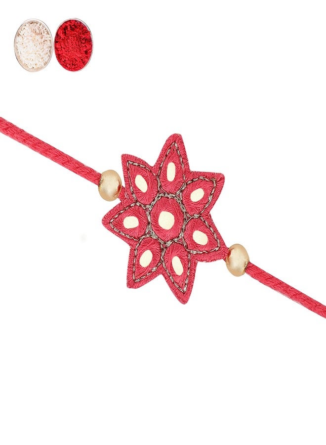 MASQ Cute Kids DesignerRakhi for Brother | Cartoon Design Soft Fabric Rakhi Band | Adjustable Thread Bracelet for Baby Boys & Toddlers | Raksha Bandhan Gift with Roli & Chawal (Rakhi_Taare-pink_01) - Image 1
