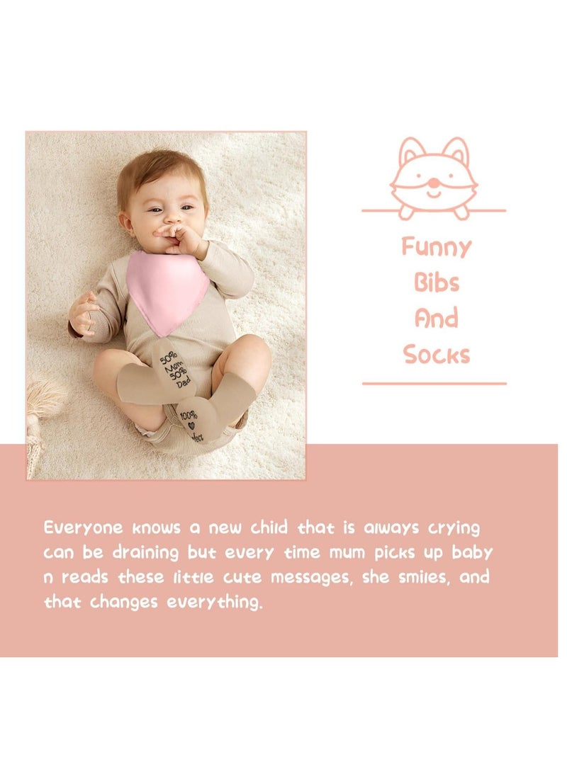 MIXDE Baby Shower Gifts, New Born Baby Gifts for Boys, Unique Baby Gifts Basket Essential Stuff - Baby Lovey Blanket Newborn Bibs Socks Wooden Rattle & Greeting Card, Newborn Baby Gift Set  - Image 5