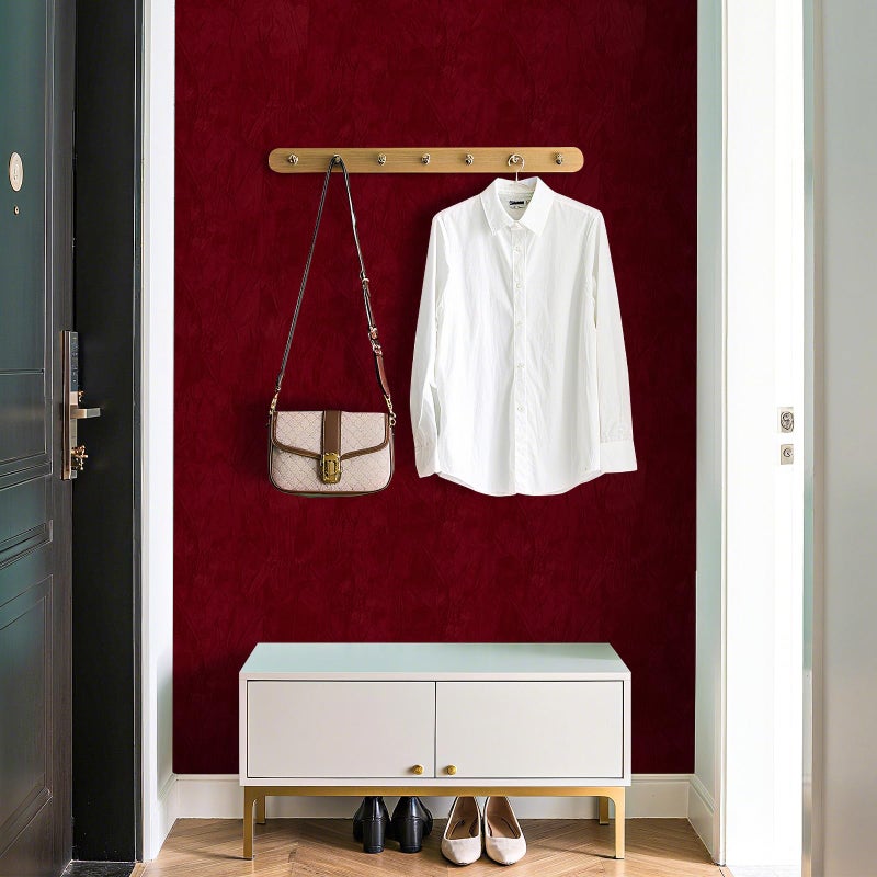 HelloWall Garnet Velvet Wallpaper Peel and Stick Fabric Felt Wallpaper Wrinkled Textured Self Adhesive Dark Red Velvet Flocking Liner Felt Sheets Contact Paper for Jewelry Drawers Cabinets 17.7"x80" - Image 4