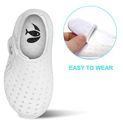 JOINFREE Toddler Boys Girls Aquatic Water Shoe Slip On Walking Sneakers Shoes for Kids White 18-24 Months Infant - Image 2