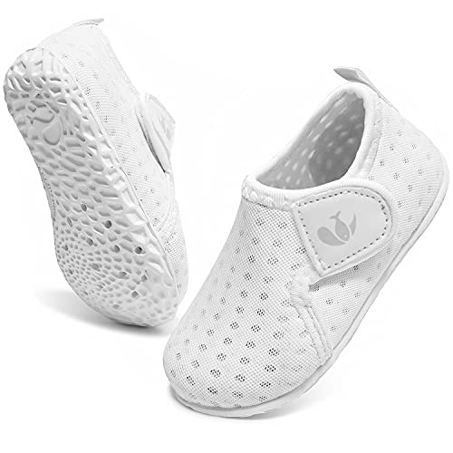JOINFREE Toddler Boys Girls Aquatic Water Shoe Slip On Walking Sneakers Shoes for Kids White 18-24 Months Infant - Image 1
