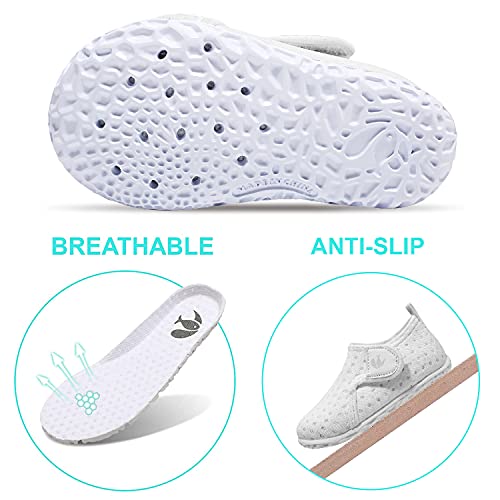 JOINFREE Toddler Boys Girls Aquatic Water Shoe Slip On Walking Sneakers Shoes for Kids White 18-24 Months Infant - Image 4