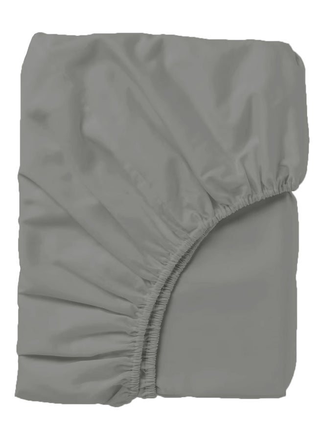 ايست من نون شريحة ملاءة مزدوجة/توأم | مادة قطن ساتين ناعمة 400TC | لون رمادي داكن | 1 ملاءة ملائمة 120 × 200 سم مع جيب عميق 40 سم | مناسبة لمرتبة بحجم مزدوج - Image 5