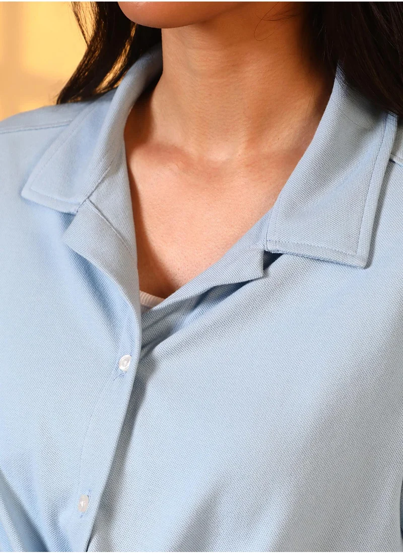 PINACOLADA Women's Icy Blue Solid Long Shirt