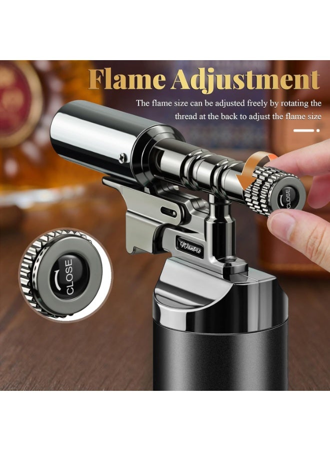 FOCUS Kitchen Butane Torch Lighter – Refillable Jet Flame, Windproof & Powerful, Perfect for Cooking, Creme Brulee, BBQ, Soldering, and Other Multi-Purpose Tasks - (Without Butane Gas)-Black - Image 2